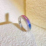 Colorful Sapphire Diamond Eternity Ring D0.83ct d0.29ct. 18K - Jiaxyk